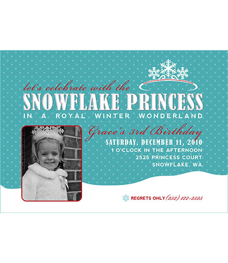 Snowflake Princess Winter Wonderland Printable Invitation